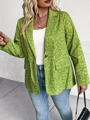 Leopard Print Long Sleeve Lapel Collar Blazer
