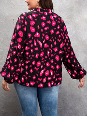 Leopard Print Long Sleeve V Neck Top
