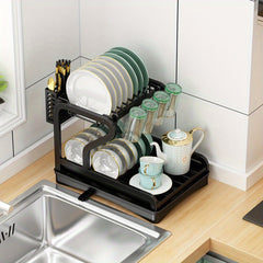 2-Tier Dish Drying Rack Large Capacity Kitchen Countertop Dish Rack