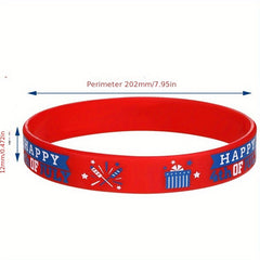 18pcs Love Star Spangled Banner Rubber Wrist Band Printed Silicone Bracelet