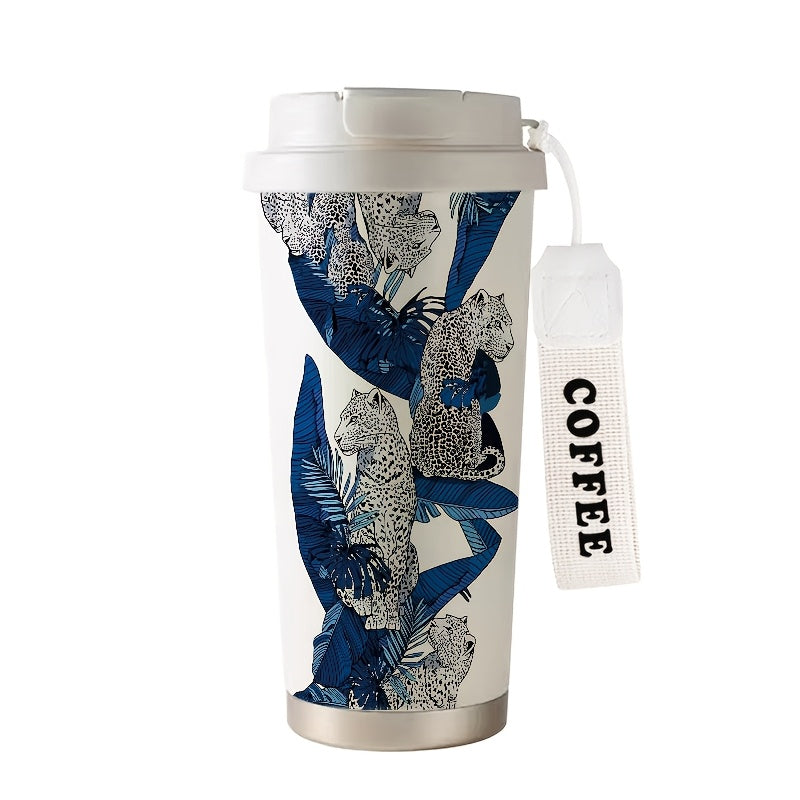 Leaf Leopard 530ml Insulated Steel Tumbler Straw Hot Cold Office Outdoors