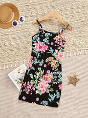 Girl's Boho Floral Cami Dress Summer Spaghetti Sleeveless