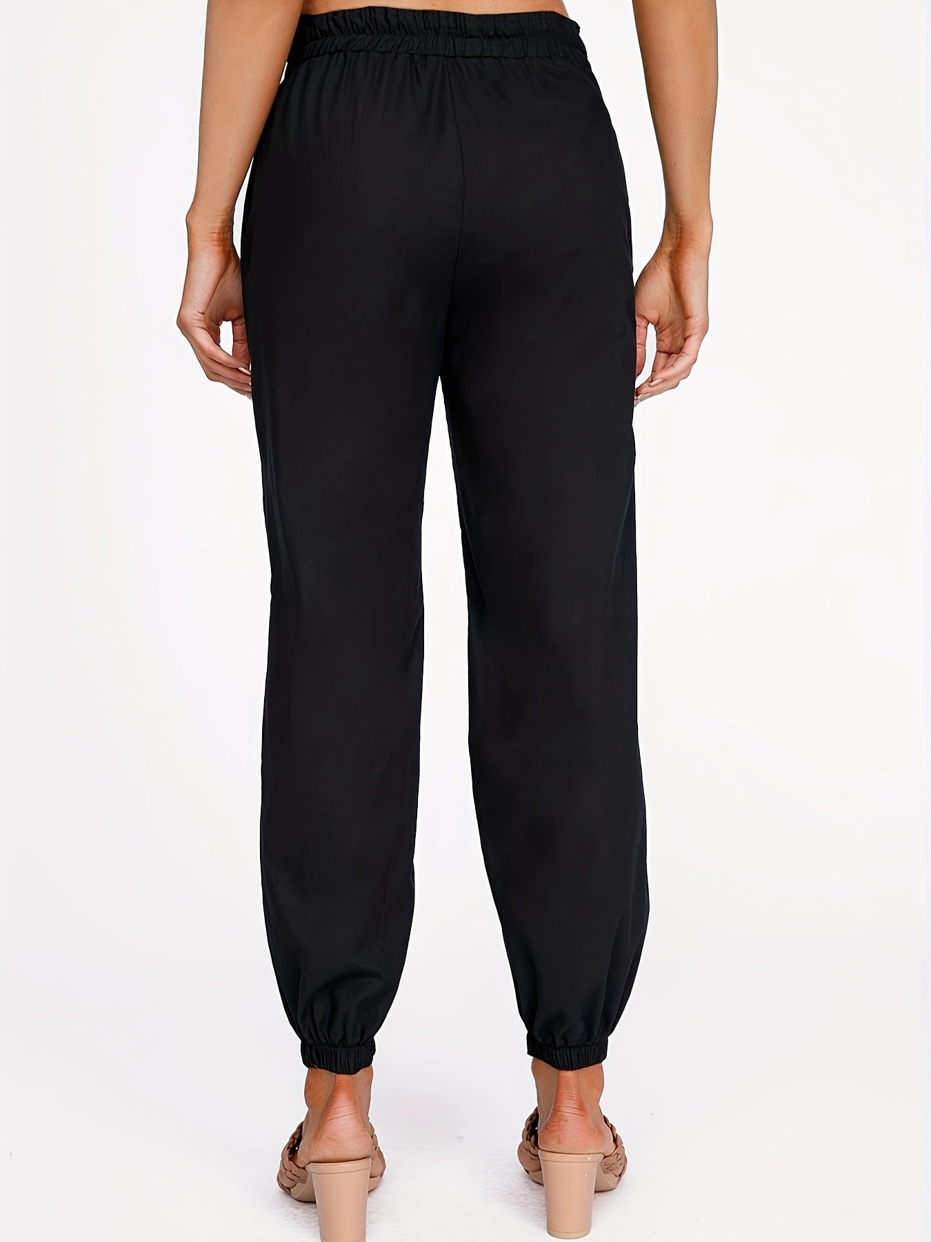 Solid Drawstring Jogger Pants Elastic Waist Casual Spring Summer