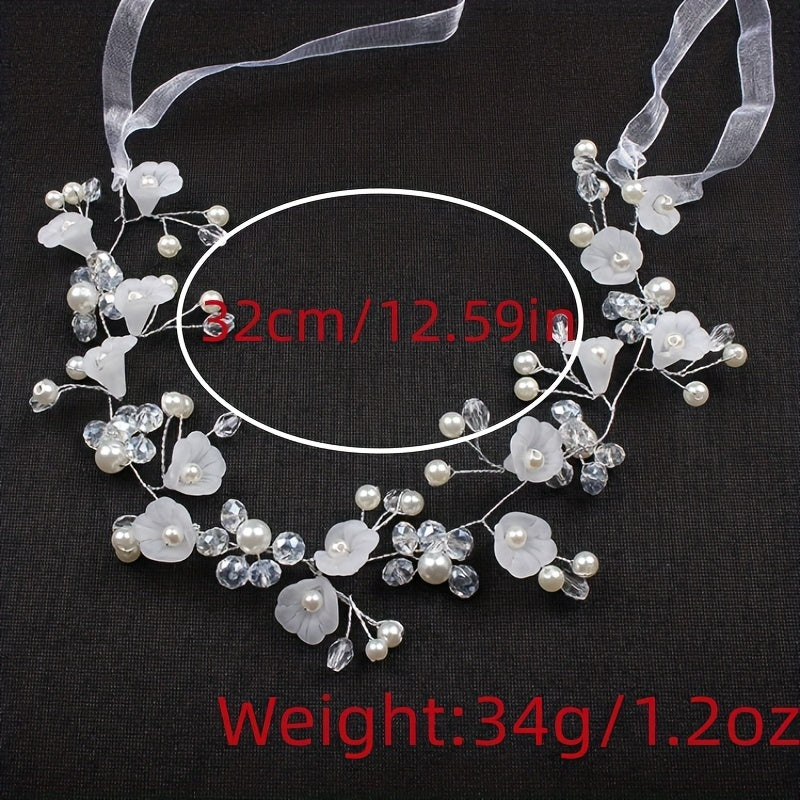 Crystal Faux Pearl Headband Tiara For Women