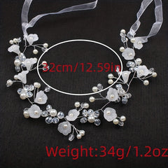 Crystal Faux Pearl Headband Tiara For Women