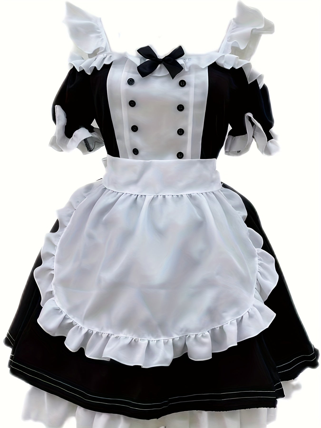 Sexy Maid Role Play Costume Ruffle Bow Dress Lingerie