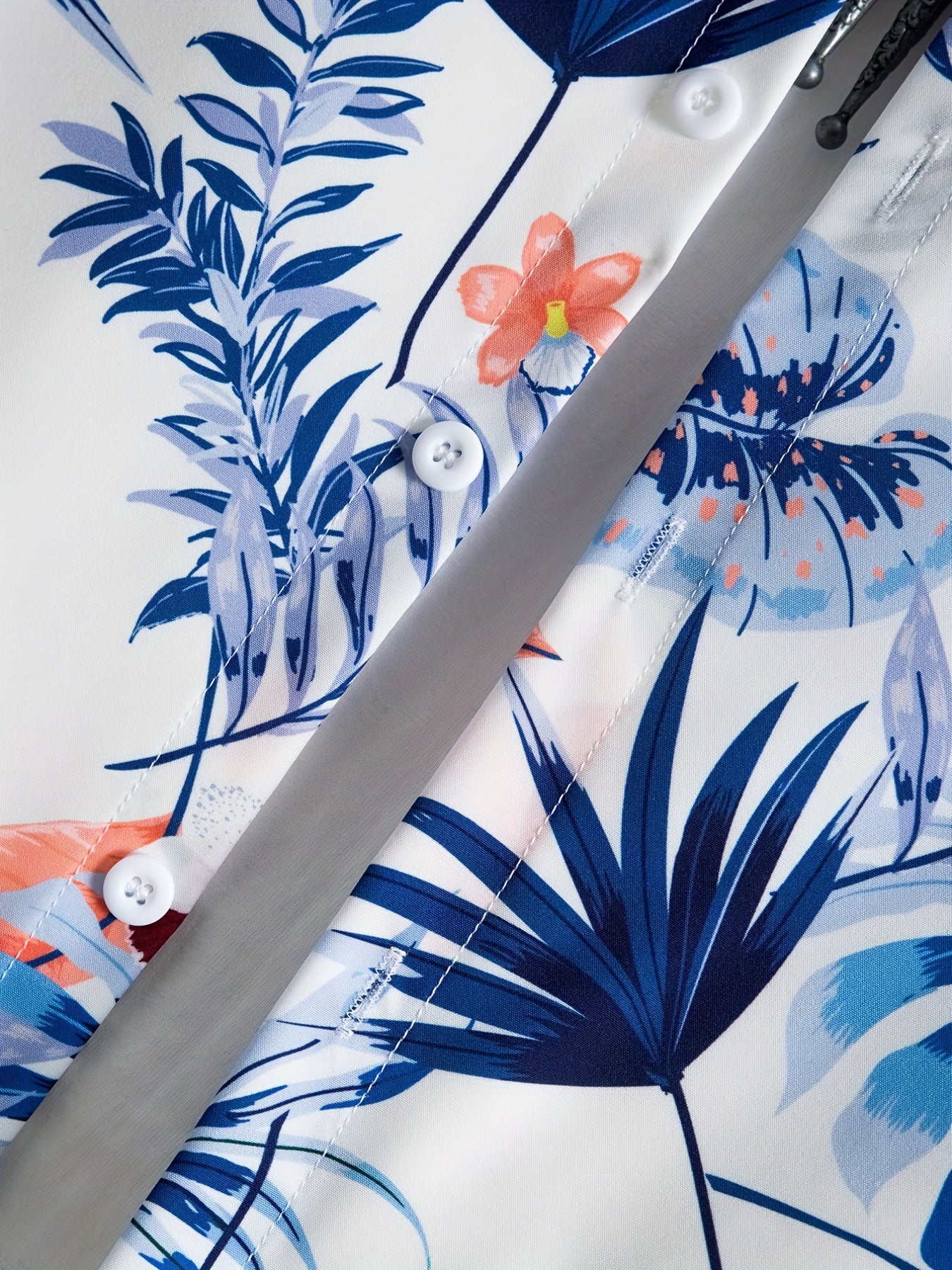 Flower And Leaf Pattern Men's Hawaiian Shirt