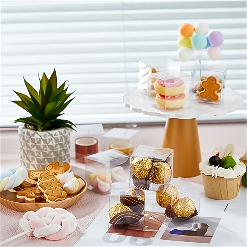100pcs Clear Small Gift Boxes for Candy Macaron Chocolate