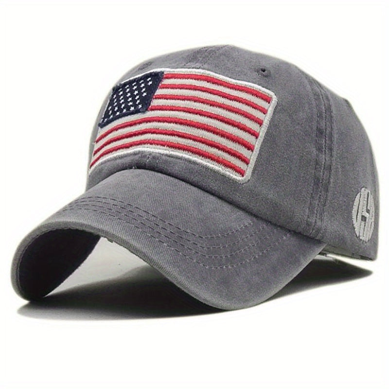 American Flag Embroidery Baseball Cap Washed Distressed Unisex Dad Hats