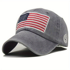 American Flag Embroidery Baseball Cap Washed Distressed Unisex Dad Hats