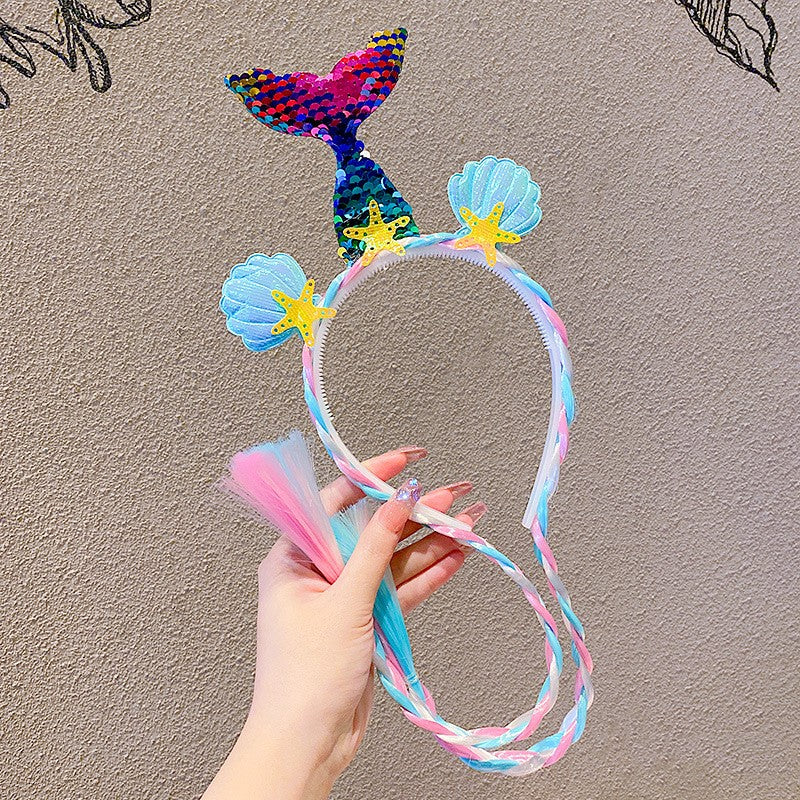 Girls Mermaid Unicorn Wig Sequin Headband Costume Dress Up Party Hair Accessorie