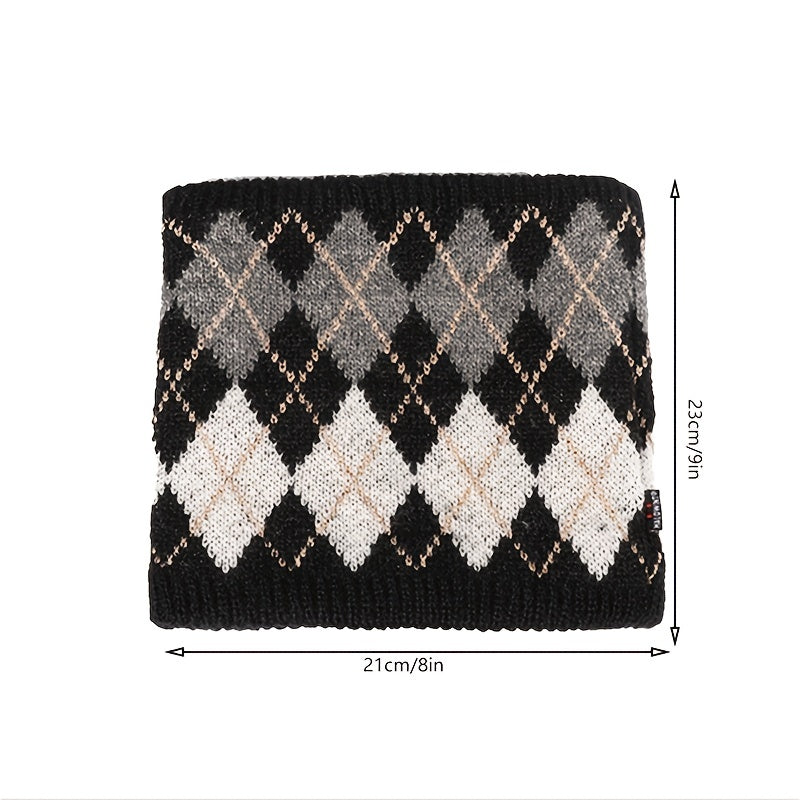 Jacquard Plaid Neck Scarf Ladies Winter Warm Neck Warmer Infinity Scarf