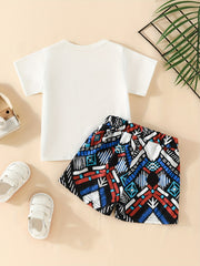 Baby Boy's Stylish Outfit Short Sleeve T Shirt Plaid Shorts 2pcs