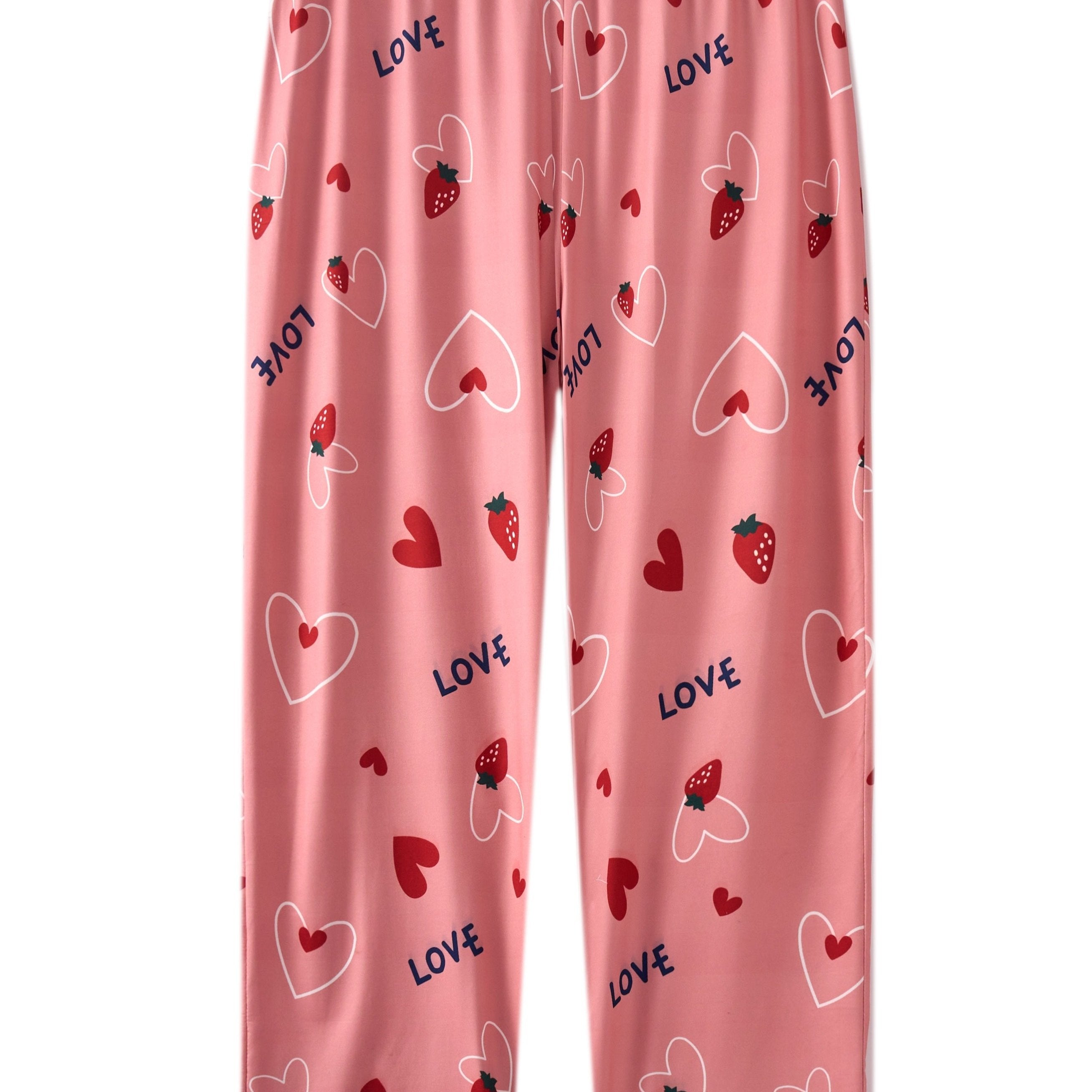 Women's Plus Heart & Strawberry Print Pajama Bottoms