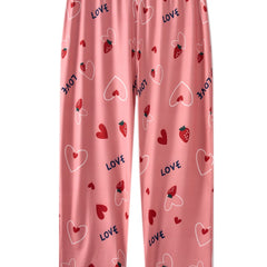 Women's Plus Heart & Strawberry Print Pajama Bottoms