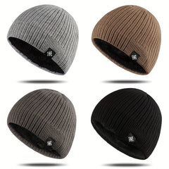 Snowflake Label Patch Knitted Beanie Unisex Warm Knit Hat