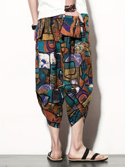 Pattern Print Men's Cropped Beach Pants
