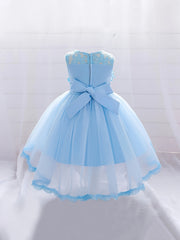 Mesh Floral Gown Dress Baby One year old Baby Birthday Party Wedding Flower Girl