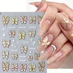4pcs 5D Embossed Butterfly Nail Art Stickers Self Adhesive Nail Art Supplies