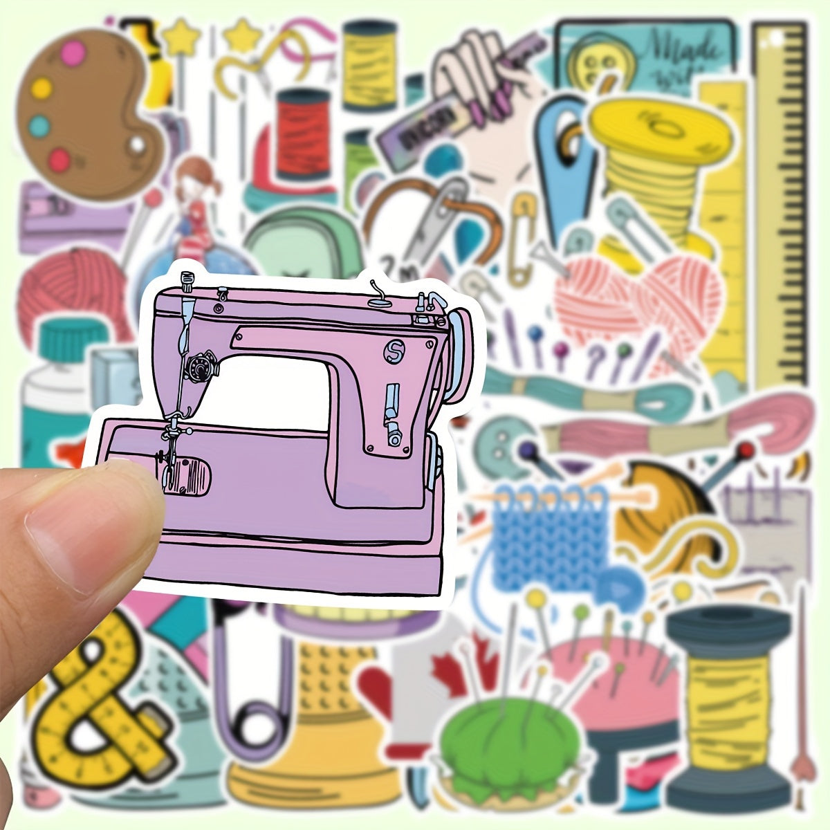 50pcs Sewing Tool Sticker DIY Decoration Waterproof Sticker