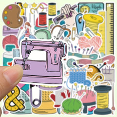 50pcs Sewing Tool Sticker DIY Decoration Waterproof Sticker