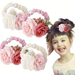 4pcs Flower Hair Ties Hair Accessories for Girls