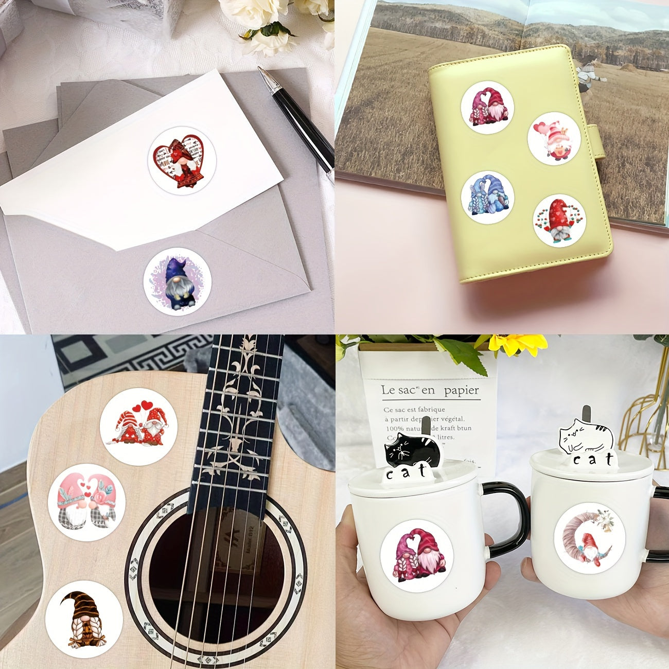 500pcs Christmas Gnome Stickers Roll Vinyl Stickers Scrapbook Journal Laptop Bum