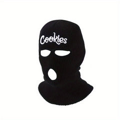 Unisex Thermal 3 Hole Balaclava Hat Cookies Embroidered Full Face Covering