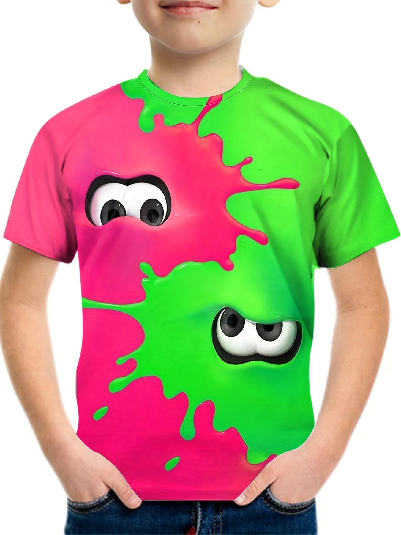 Boy's Funny Cartoon Pattern T shirt for Summer