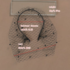 Beaded & Faux Birdcage Veil Headband for Bridal Showers Weddings Parties