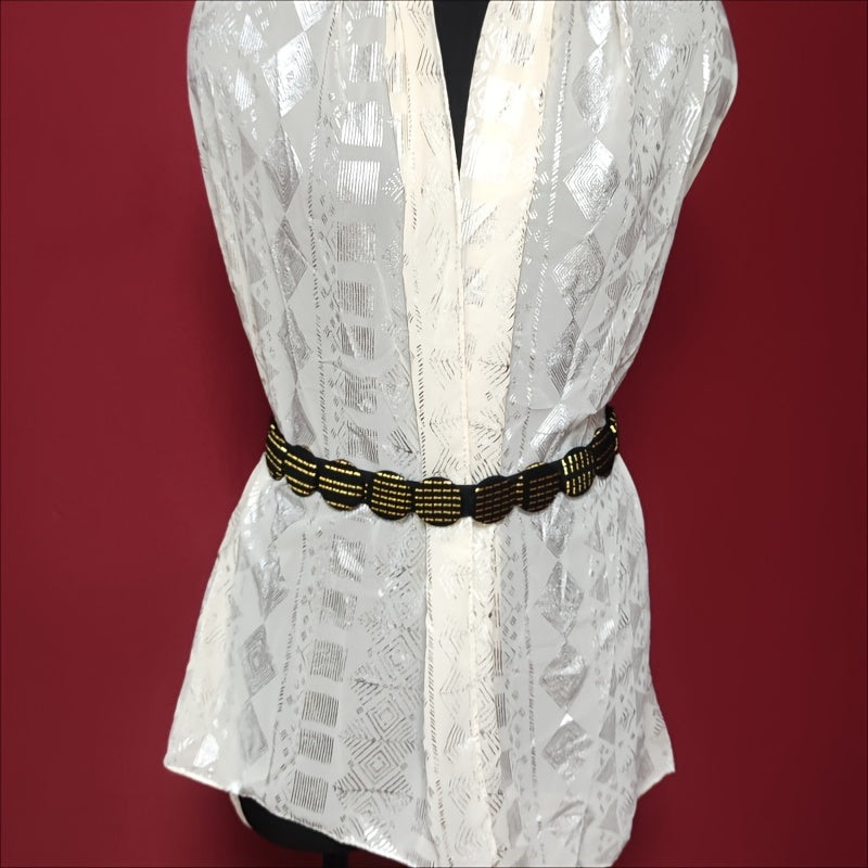 Vintage Hot Stamping Button Wide Waistband for Women