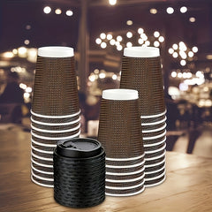 20 Corrugated Coffee Cups With Lids 12oz Insulated Disposable Paper Cups