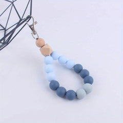 Silicone Beaded Keychain Bracelet For Women Car Keyring Holder Wristlet Bangle