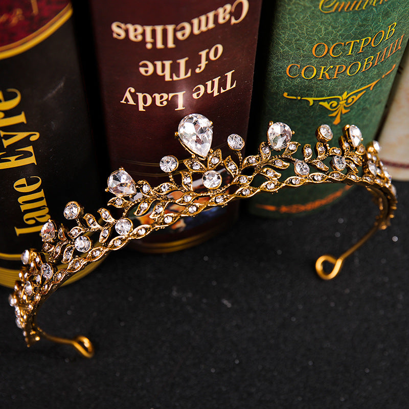 Baroque Crown & Tiara Golden Crystal Bride Wedding Queen Crowns Princess Tiaras