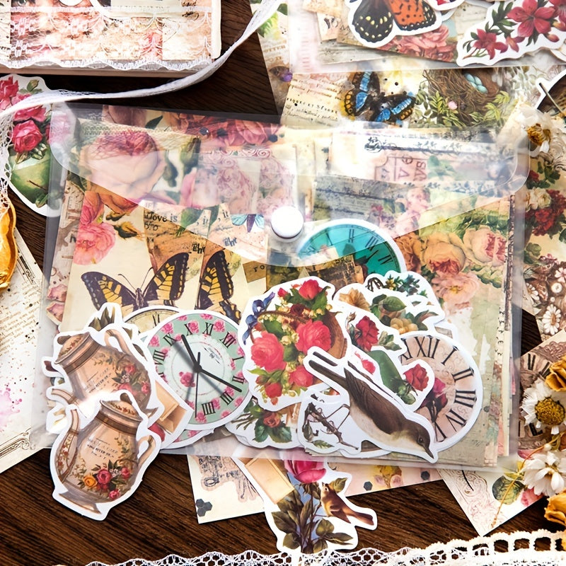 100 Sheets Vintage Literary Characters Scrapbooking Supplies Set