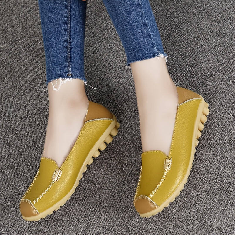 Women's Slip On Flat Loafers Colorblock Non Slip Shoes