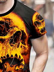 Skull With Mouth Open Print Men's Short Sleeve T shirt