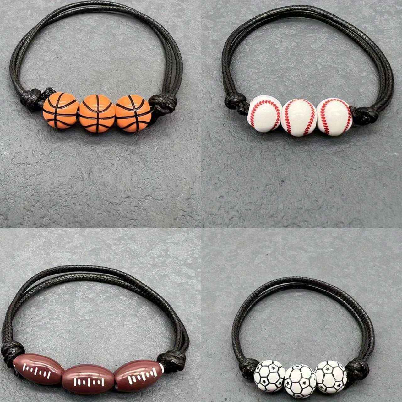 Girls Soccer Party Favors - Sport Ball Charm Bracelets Set of 4
