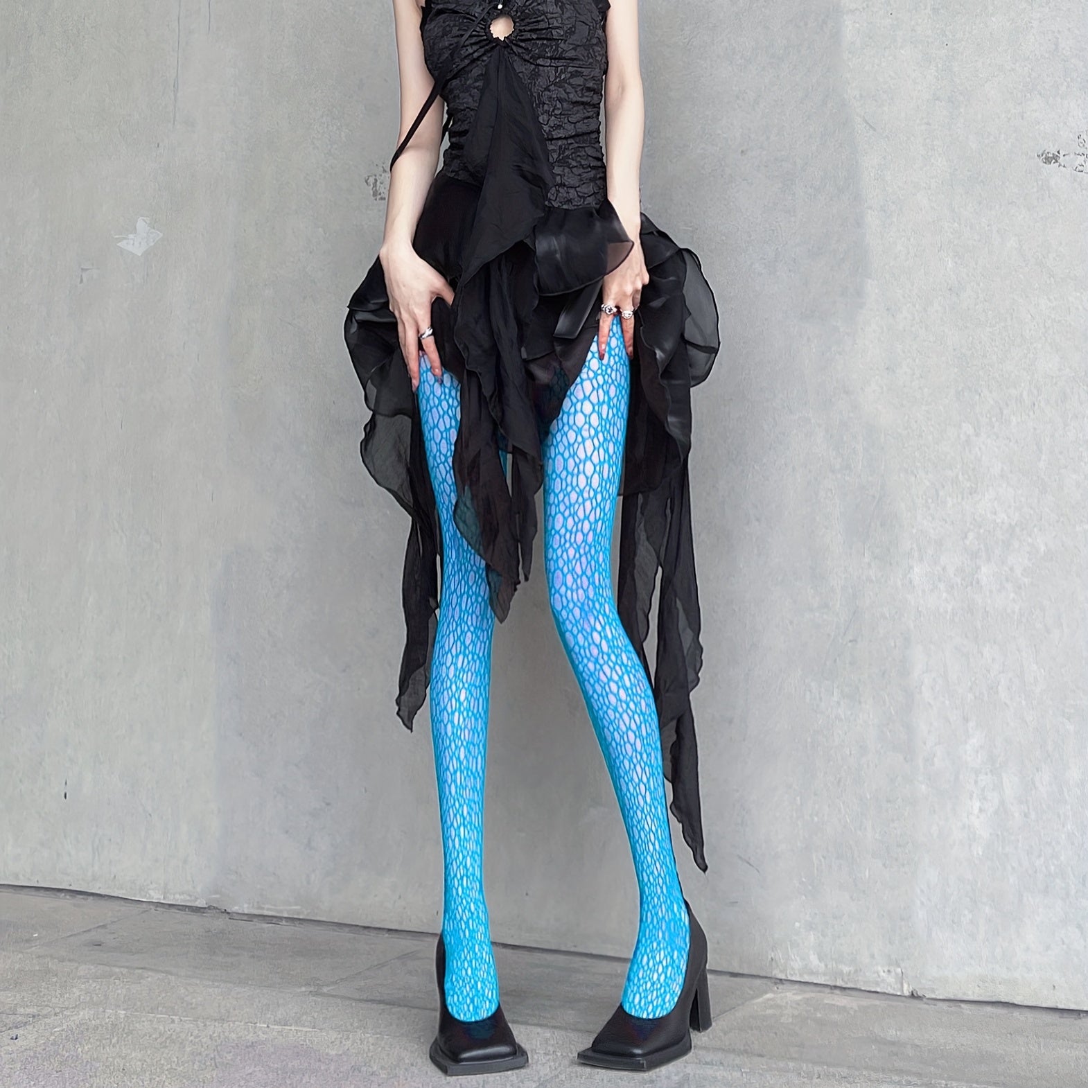 High Waist Fishnet Tights Hollow Out Mesh Pantyhose