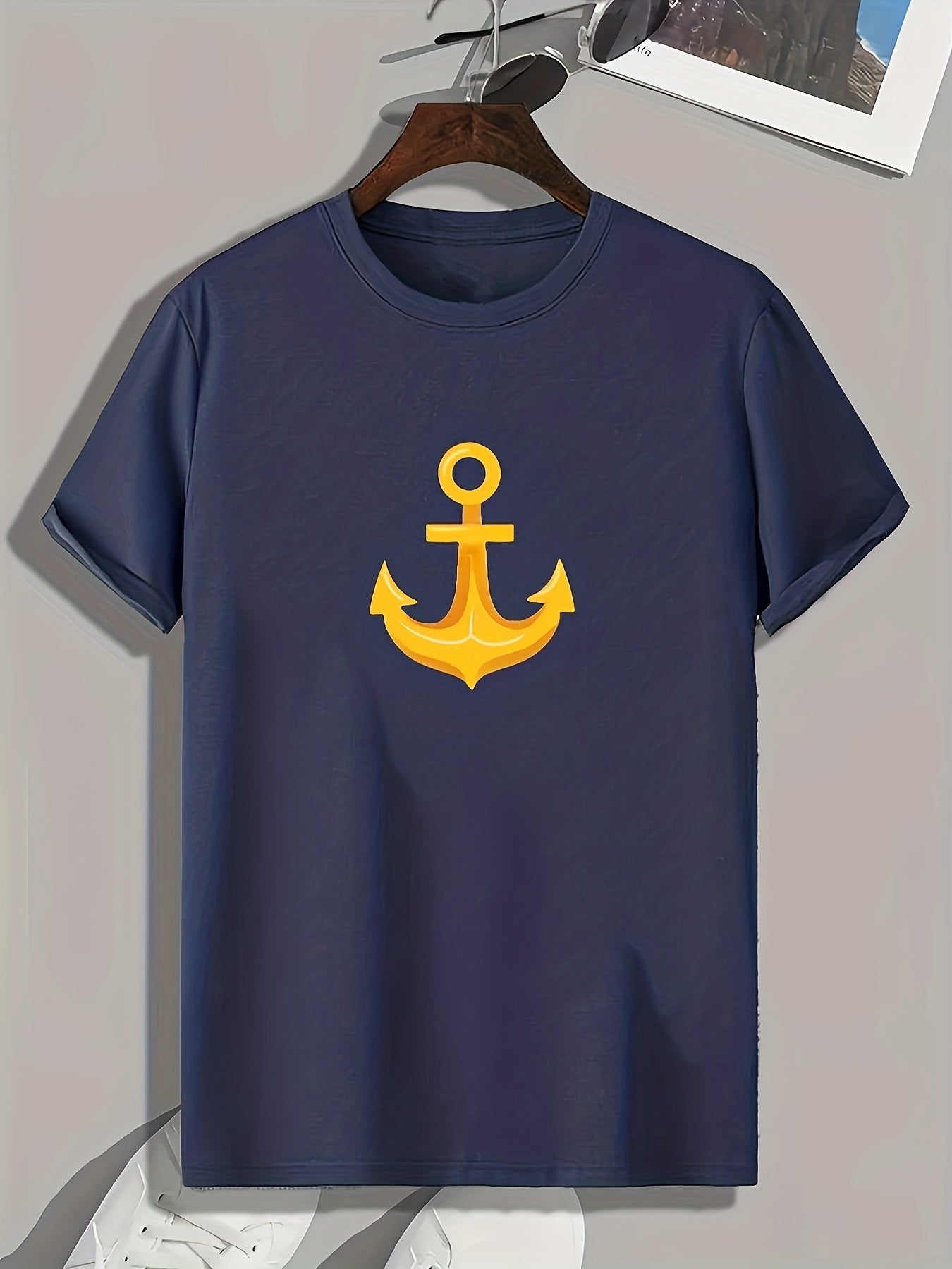 Anchor Pattern Men's Sports T-Shirt Graphic Tee for Fitness Activities