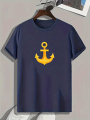 Anchor Pattern Men's Sports T-Shirt Graphic Tee for Fitness Activities