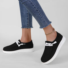 Women's Platform Canvas Shoes Lightweight Slip On Loafers