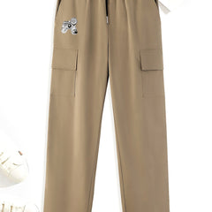 Men's Printed Cargo Pants with Waist Drawstring