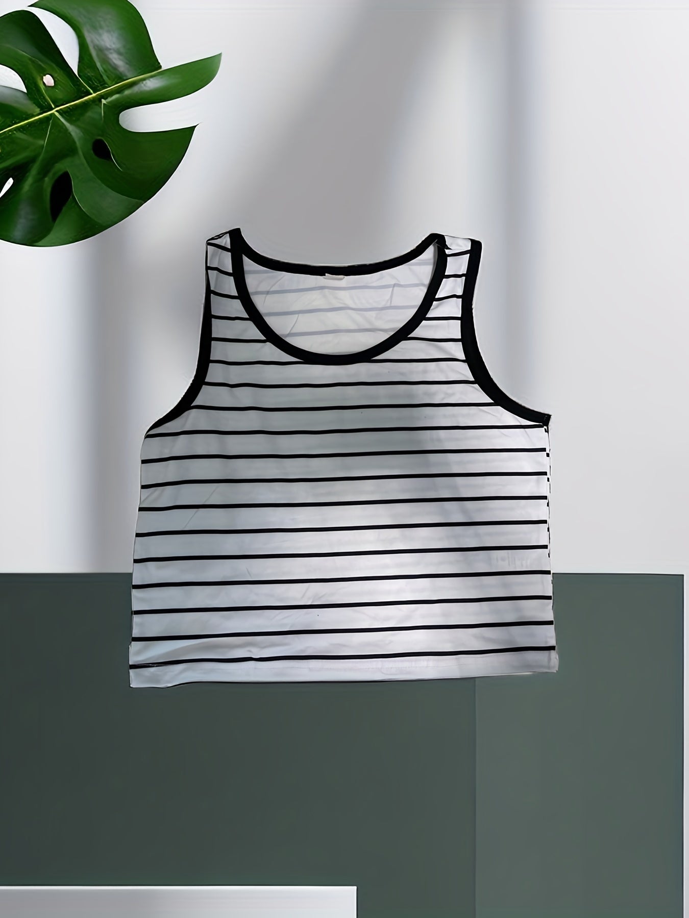 Striped Print Pajama Set Tank Top & Shorts Women's Sleepwear