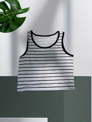 Striped Print Pajama Set Tank Top & Shorts Women's Sleepwear