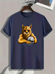 Lion Print Men's Graphic T-shirt for Summer