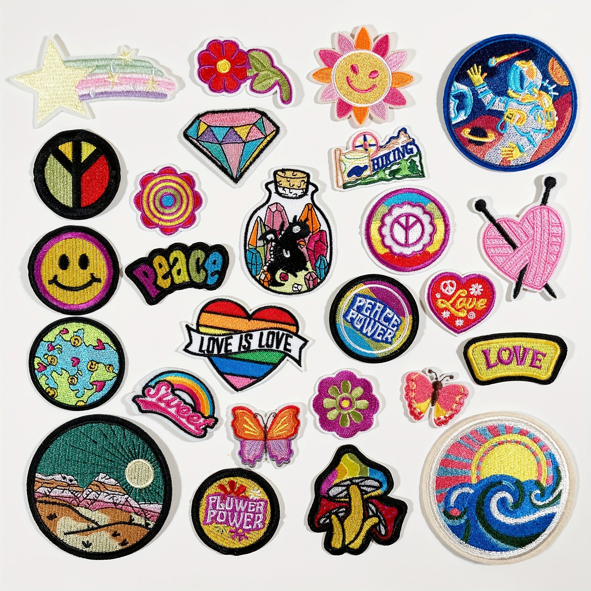 26pcs Vintage Iron On Patches Clothing Appliques Repair Kit Embroidered Stickers