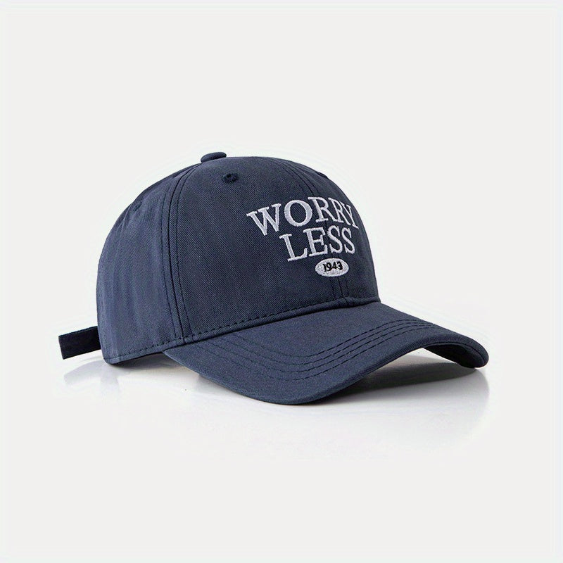 WORRY LESS Embroidery Baseball Cap Solid Casual Couple Dad Hats Unisex
