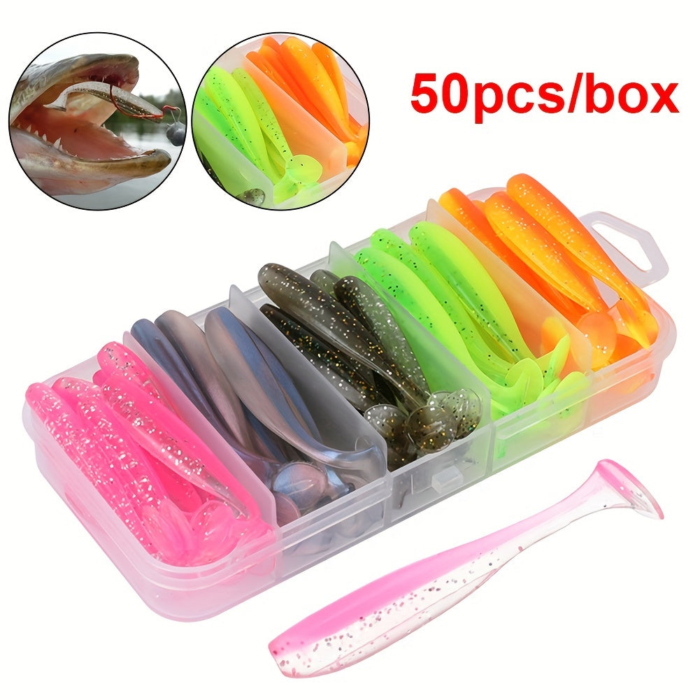 50pcs Soft Fishing Lure 50pcs Paddle Tail Swimbaits