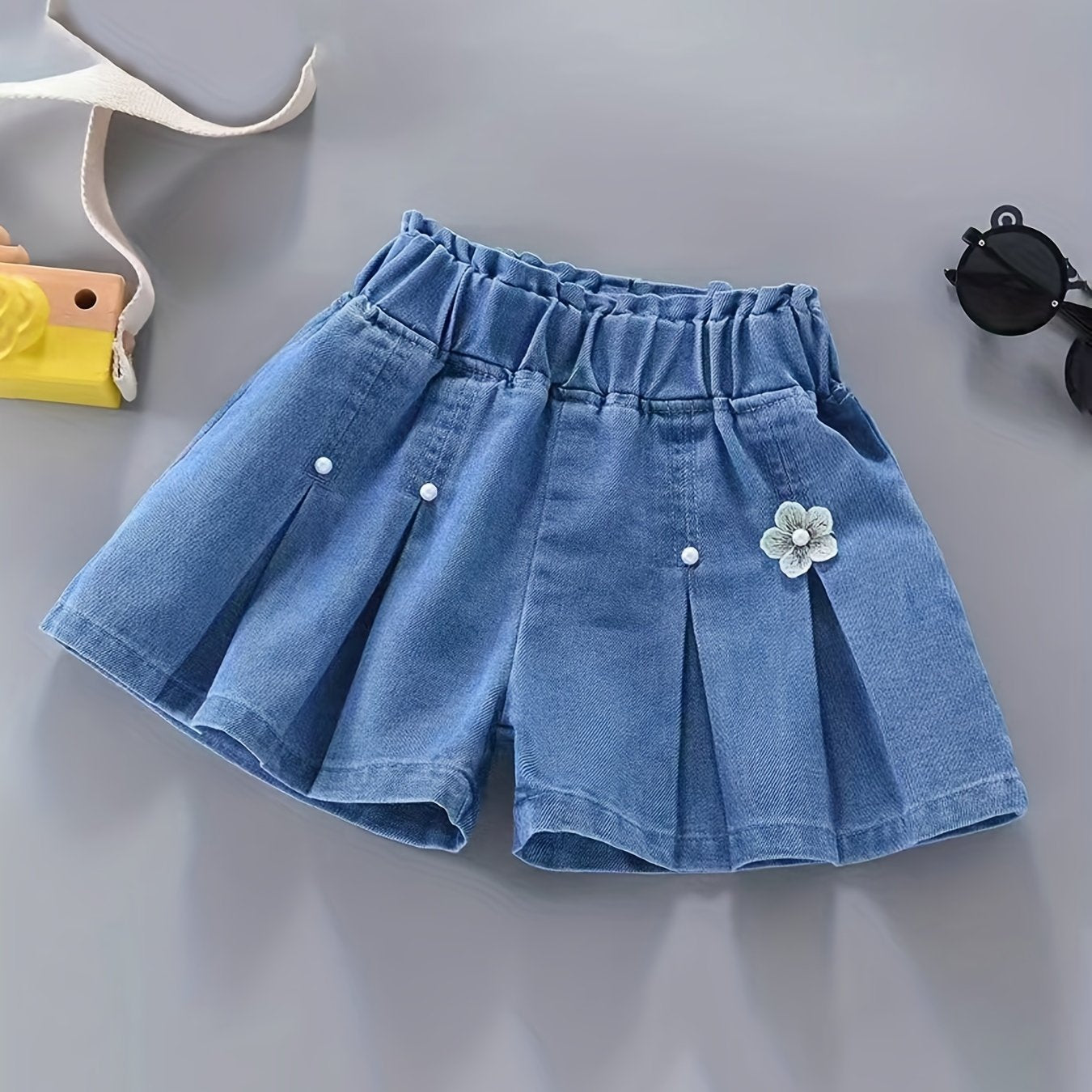 Girls' Denim Elastic Waist Shorts